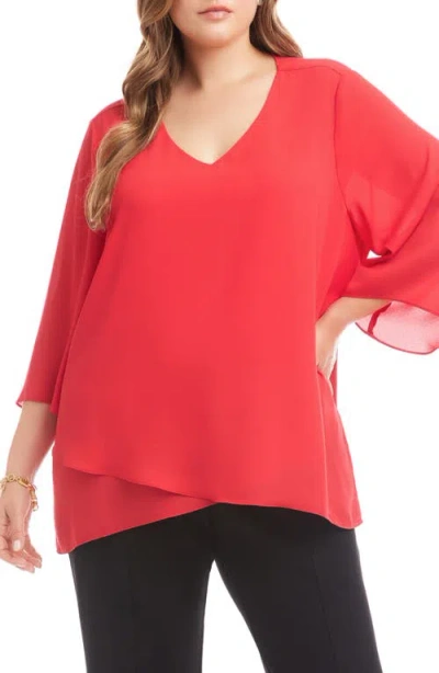 Karen Kane Asymmetric Blouse In Red