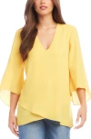 Karen Kane Petite Crossover Hem Top In Yellow