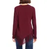 Karen Kane Asymmetric Fringe Top In Wine