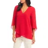 Karen Kane Asymmetric Hem Crepe Top In Pink