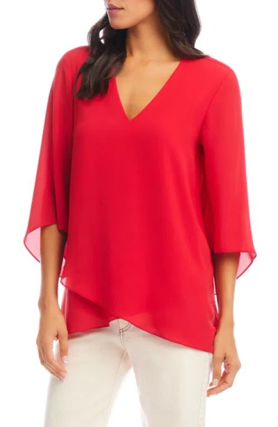 Karen Kane Asymmetric Hem Crepe Top In Pink