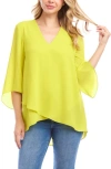 Karen Kane Bracelet Sleeve Asymmetric Top In Citron