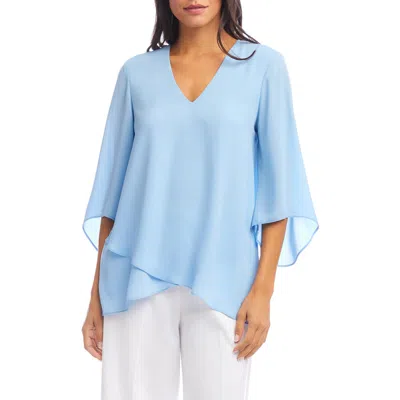 Karen Kane Asymmetric Hem Crepe Top In Lake