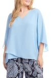 Karen Kane Asymmetric Hem Crepe Top In Lake
