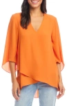 Karen Kane Asymmetric Hem Crepe Top In Orange