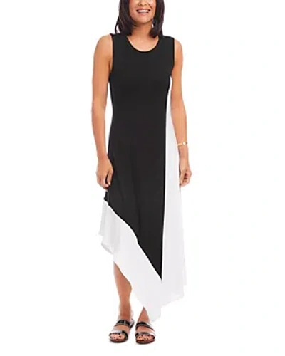 Karen Kane Asymmetric Hem Maxi Dress In Black Off White