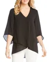 Karen Kane Asymmetrical Wrap Hem Top In Black