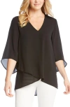 Karen Kane Asymmetrical Wrap Hem Top In Black