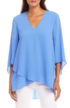Karen Kane Asymmetrical Crepe Top In Dusty Blue