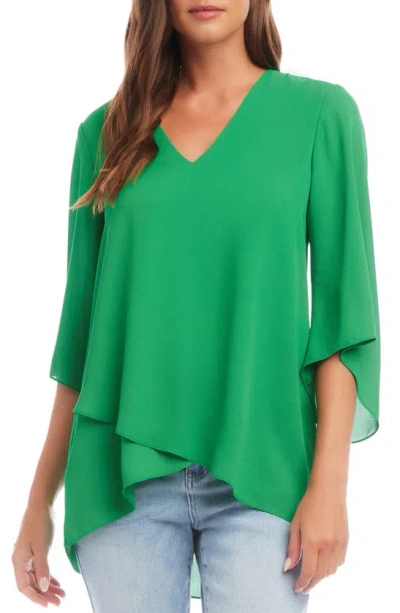 Karen Kane Asymmetrical Crepe Top In Grass