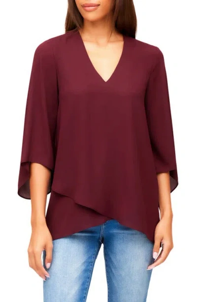 Karen Kane Asymmetrical Crepe Top In Wine