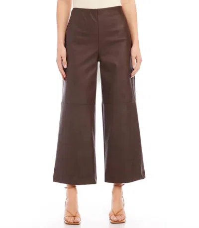 Karen Kane Belen Vegan Faux Leather Cropped Pant In Brown