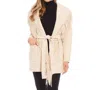 Karen Kane Belted Fringe Jacket In Beige