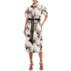 Karen Kane Belted Puff Sleeve Midi Shirtdress In Print