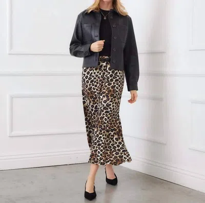 Karen Kane Bias Cut Midi Skirt In Leopard In Multi