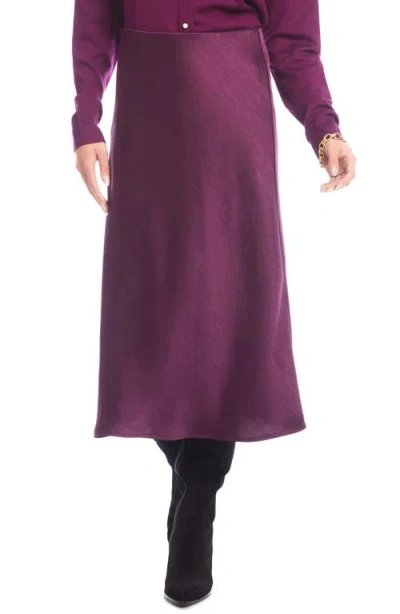 Karen Kane Bias Cut Satin Midi Skirt In Purple