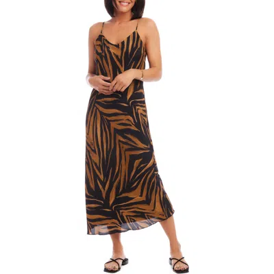 Karen Kane Bias Cut Slipdress In Brown Print