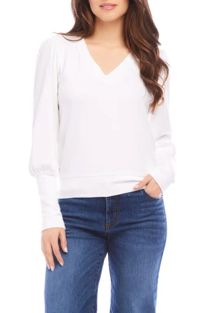 Karen Kane Bishop Sleeve Top In Off White