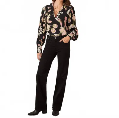 Karen Kane Blouson Floral V-neck Top In Floral Print In Black
