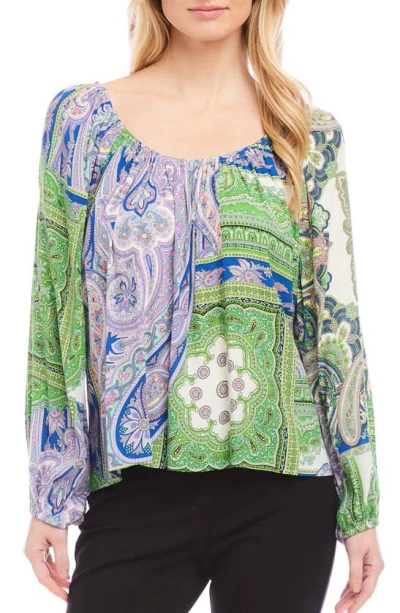 Karen Kane Blouson Sleeve Peasant Top In Paisley