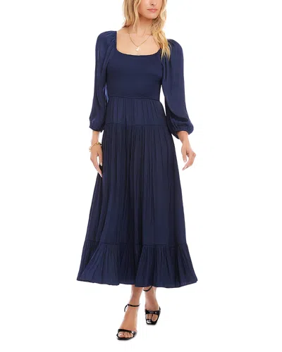 Karen Kane Blouson Sleeve Smocked Midi Dress In Blue