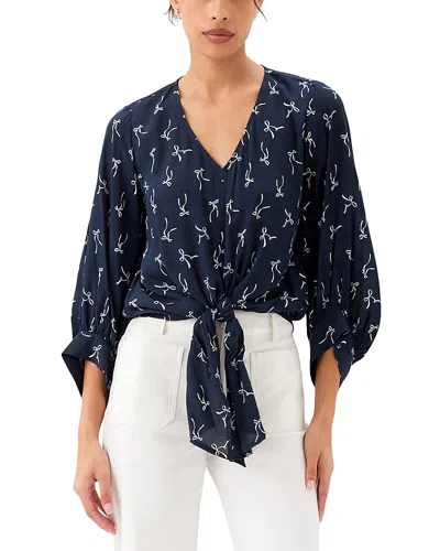 Karen Kane Blouson Sleeve Tie Front Top In Animal Print