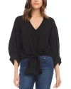 Karen Kane Blouson Sleeve Tie Front Top In Black