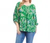 Karen Kane Blouson Sleeve Top - Plus In Green Multi In Multi