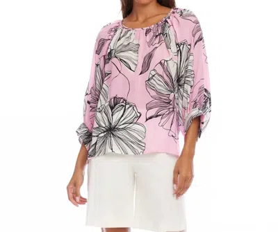 Karen Kane Blouson Sleeve Top In Print In Multi