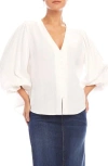 Karen Kane Blouson Sleeve Top In Off White