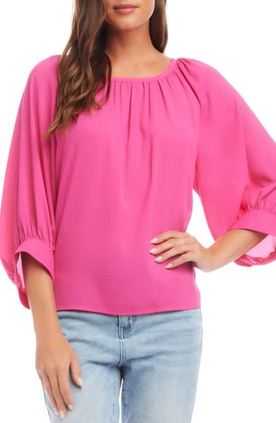 Karen Kane Blouson Sleeve Top In Pink