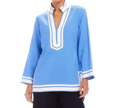 Karen Kane Boardwalk St. Tropez Tunic In Blue With White
