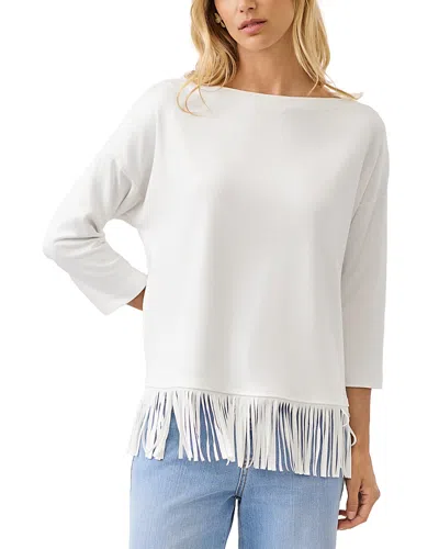 Karen Kane Boat Neck Fringe Trim Top In Purple