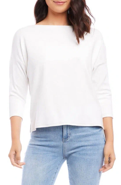 Karen Kane Petites Boat Neck Top In Off White