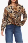 Karen Kane Floral Print Drape Front Top In Multi