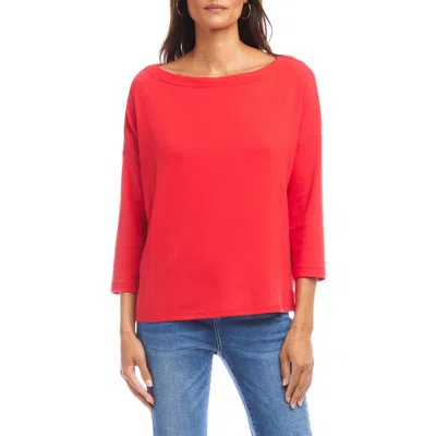 Karen Kane Boatneck Organic Cotton Blend Top In Cherry