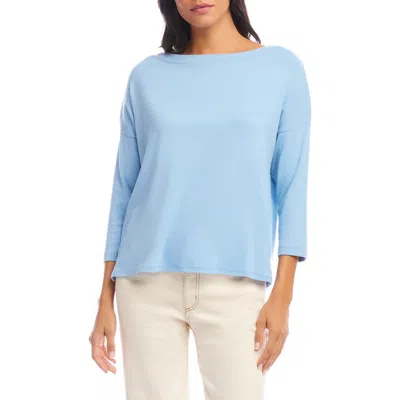 Karen Kane Boatneck Organic Cotton Blend Top In Lake