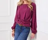 Karen Kane Drape Front Twill Top In Pink