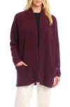 Karen Kane Bouclé Open Front Cardigan In Burgundy