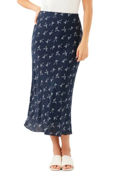 Karen Kane Bow Print Bias Cut Midi Skirt In Multi