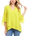 Karen Kane Bracelet Sleeve Asymmetric Top In Yellow