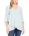 Karen Kane Bracelet Sleeve Asymmetric Top In Blue