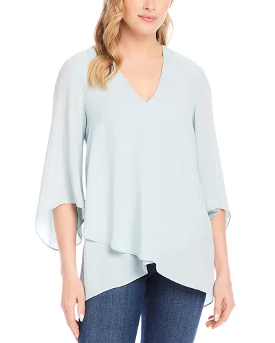 Karen Kane Bracelet Sleeve Asymmetric Top In Blue