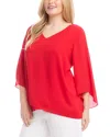 Karen Kane Crossover Hem Asymmetric Crepe Top