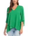 Karen Kane Crossover Hem Asymmetric Top In Green
