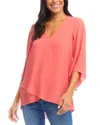 Karen Kane Crossover Hem Asymmetric Top In Salmon