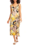 Karen Kane Brigitte Floral Sleeveless Midi Tank Dress In Yellow Print