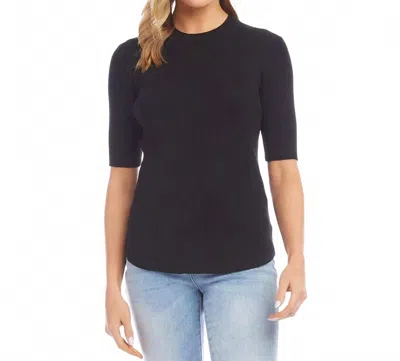 Karen Kane Brissa Short Sleeve Ribbed Sweater In Black
