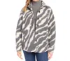 Karen Kane Brushed Shirt Jacket In Cream And Gray In Multi
