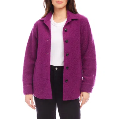 Karen Kane Brushed Wool Blend Shirt Jacket In Wine